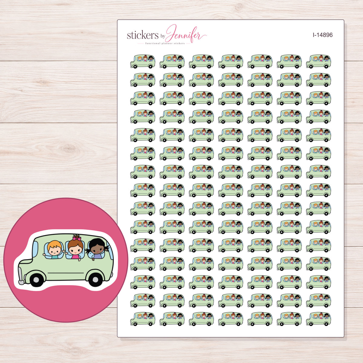 I-14896 planner sticker sheet with enlarged sticker detail