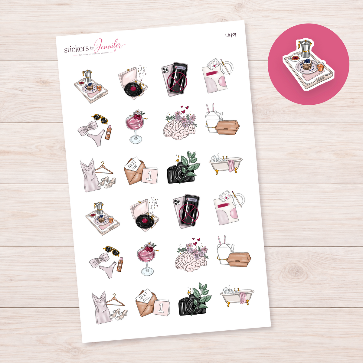 Breakfast Tray Planner Stickers | I-149