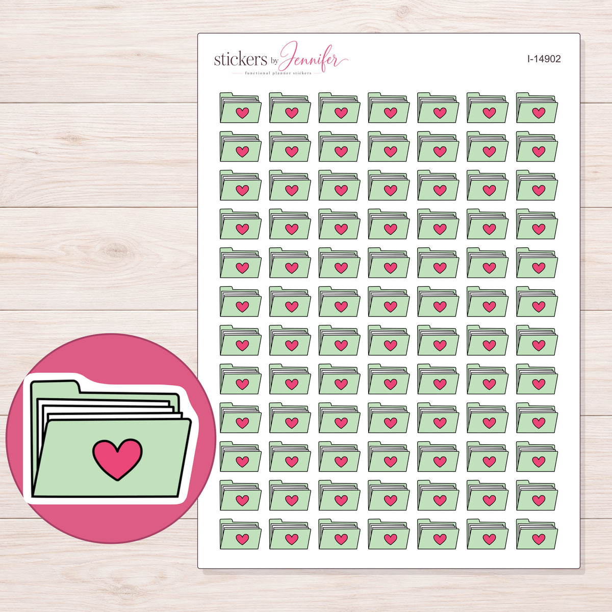 I-14902 planner sticker sheet with enlarged sticker detail