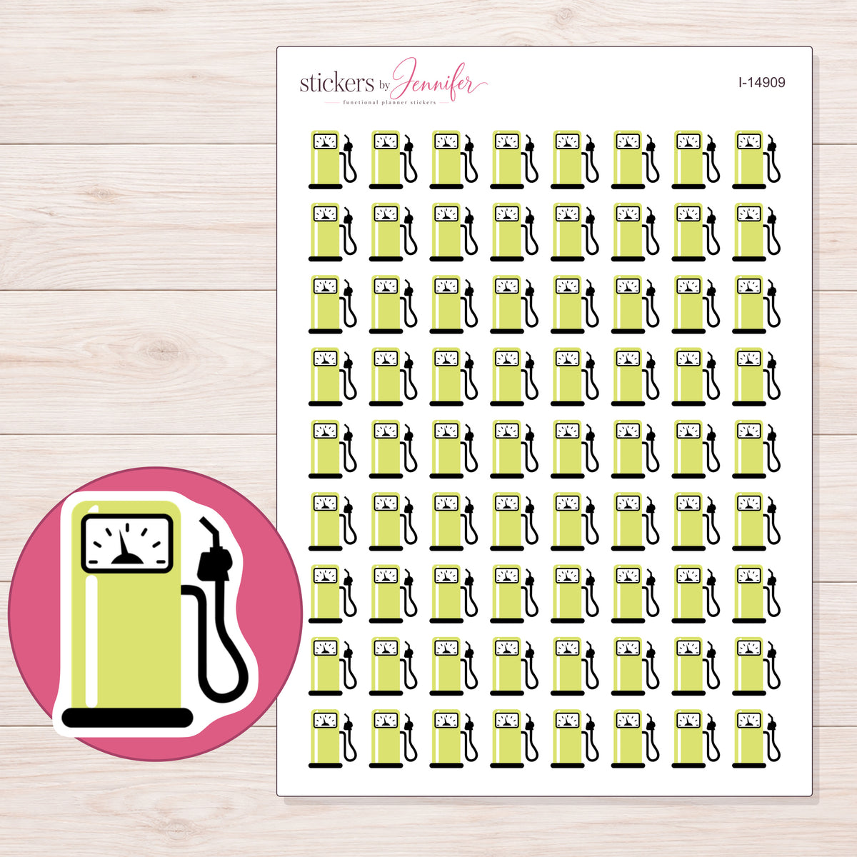 I-14909 planner sticker sheet with enlarged sticker detail