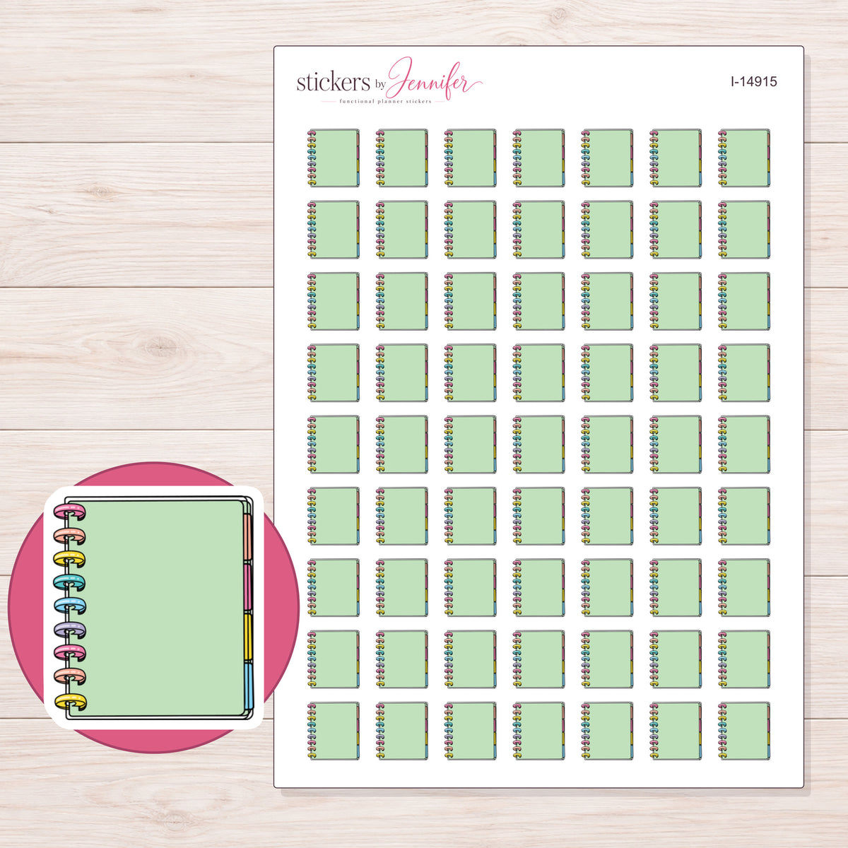 I-14915 planner sticker sheet with enlarged sticker detail