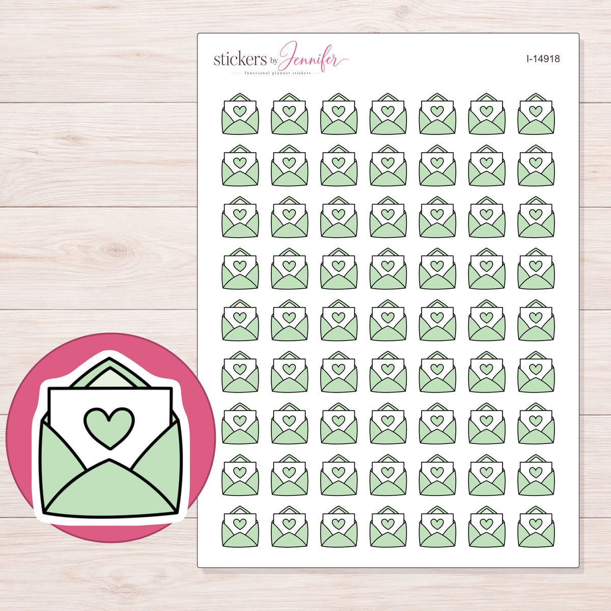 I-14918 planner sticker sheet with enlarged sticker detail