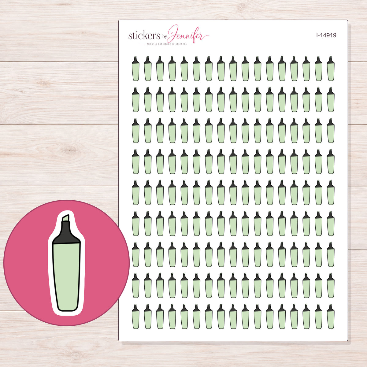 I-14919 planner sticker sheet with enlarged sticker detail