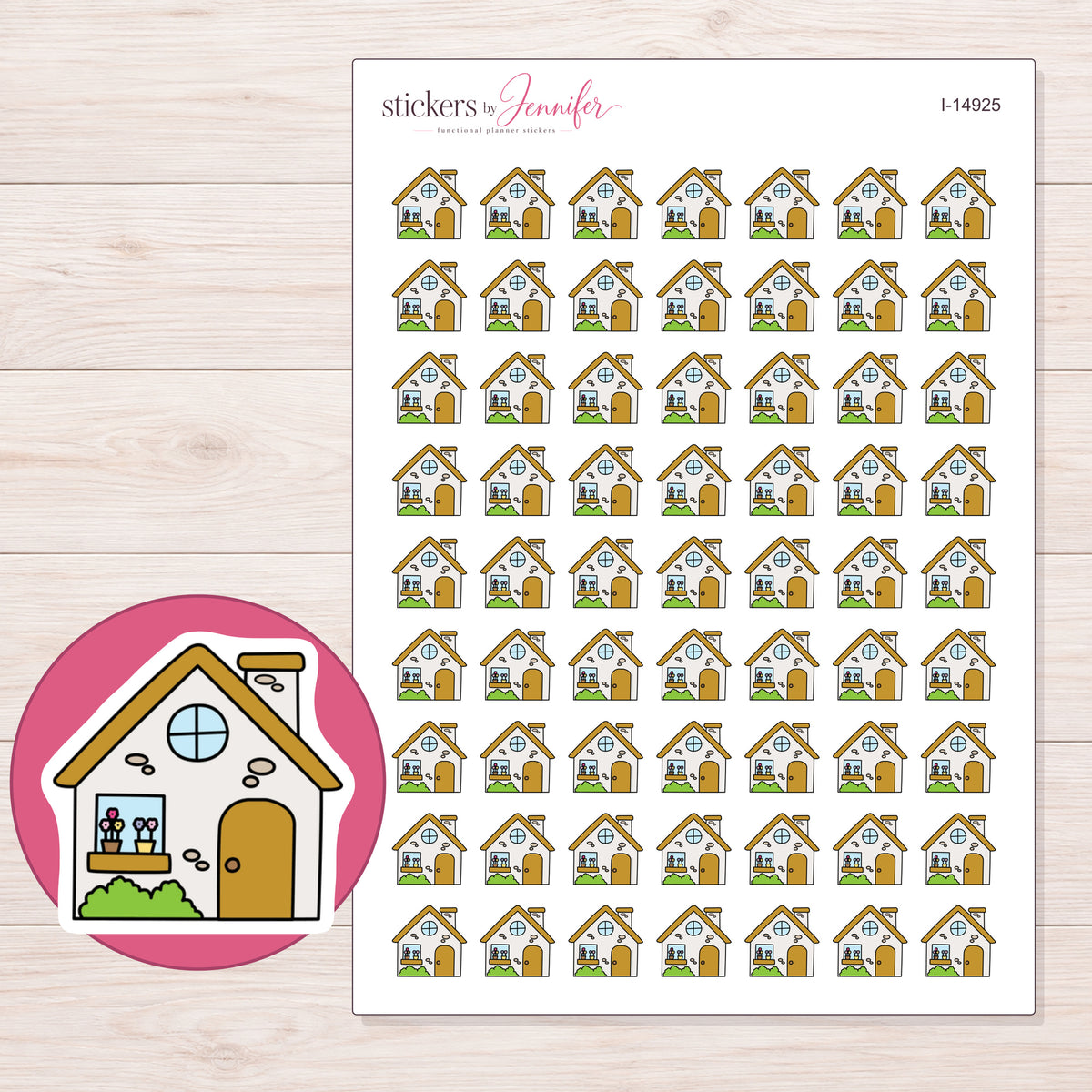 I-14925 planner sticker sheet with enlarged sticker detail