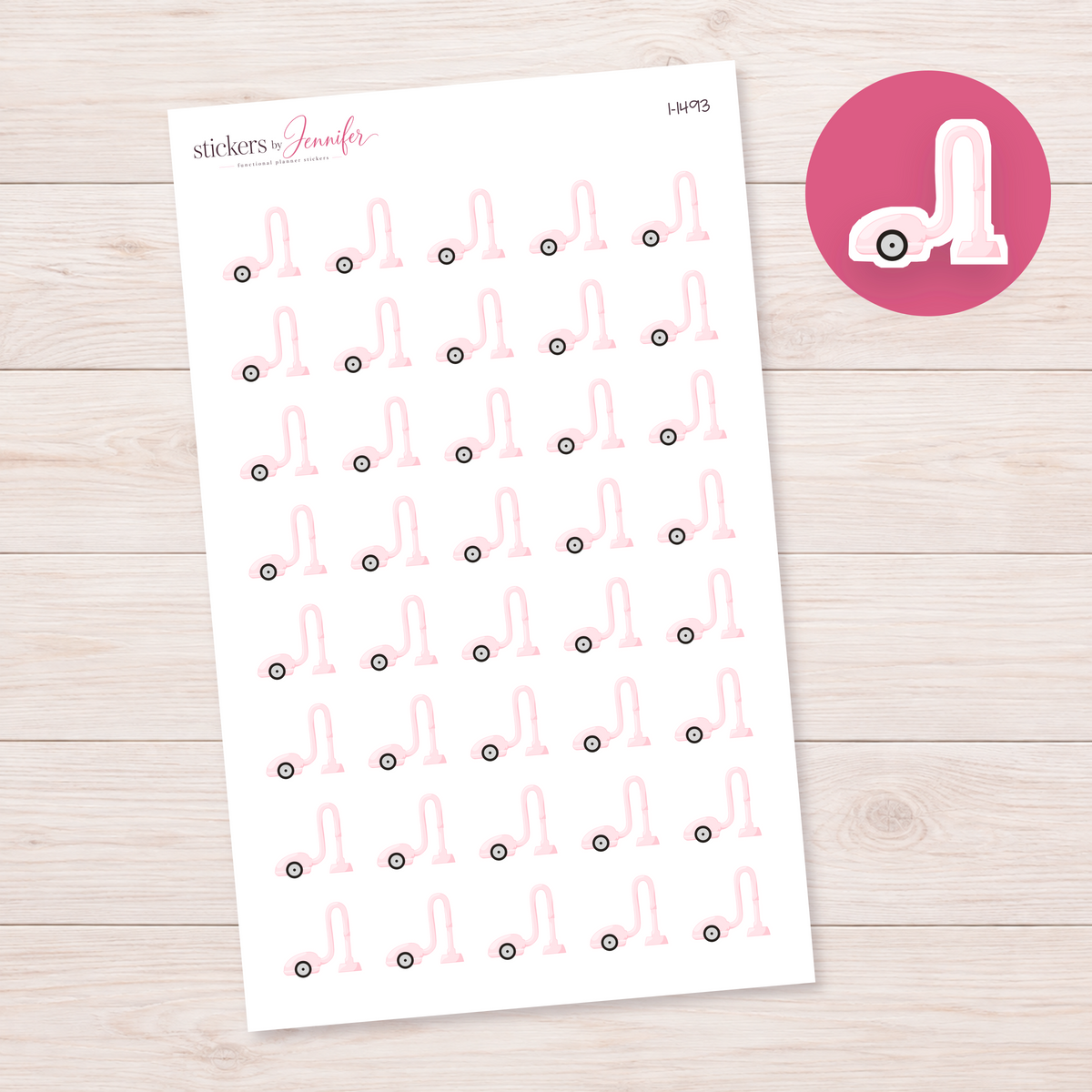 Soft Pink Vacuum Cleaner Planner Stickers | I-1493