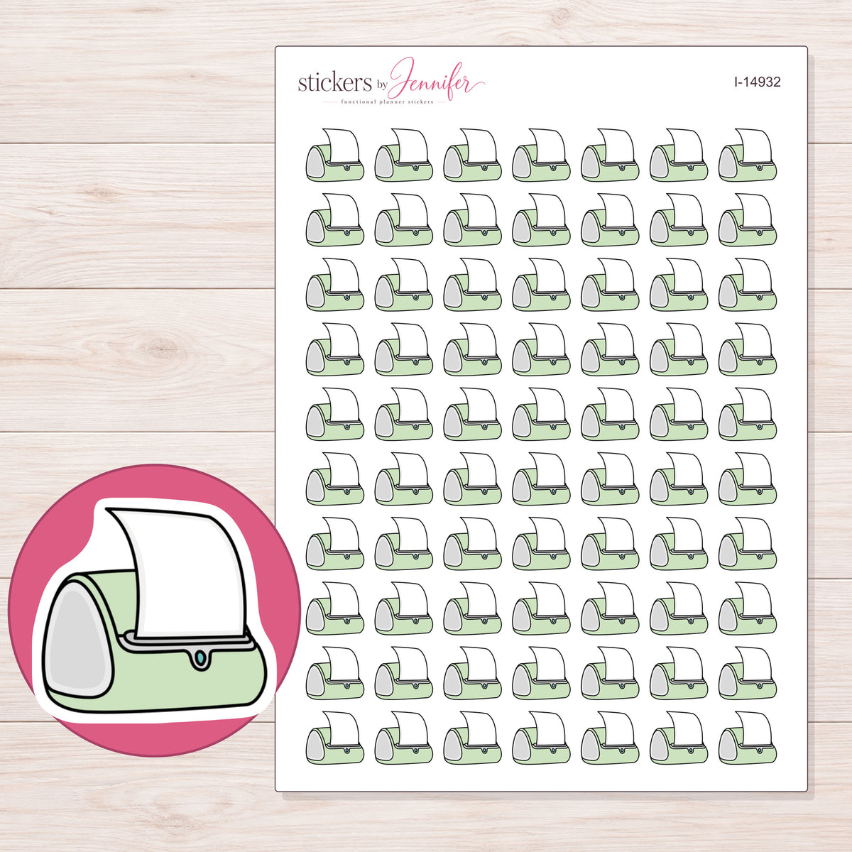 I-14932 planner sticker sheet with enlarged sticker detail