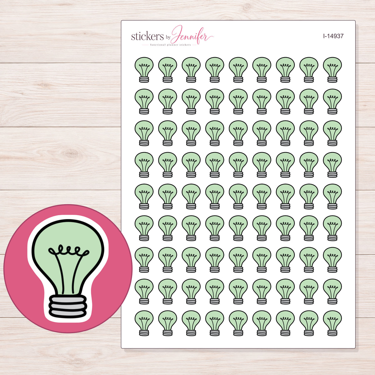 I-14937 planner sticker sheet with enlarged sticker detail