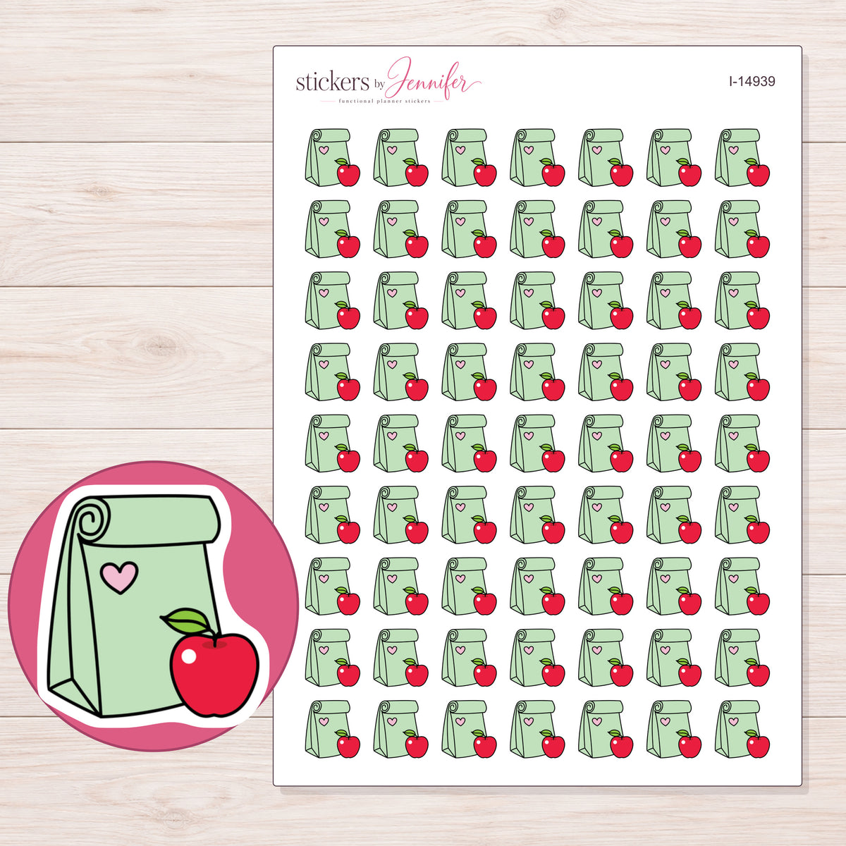 I-14939 planner sticker sheet with enlarged sticker detail