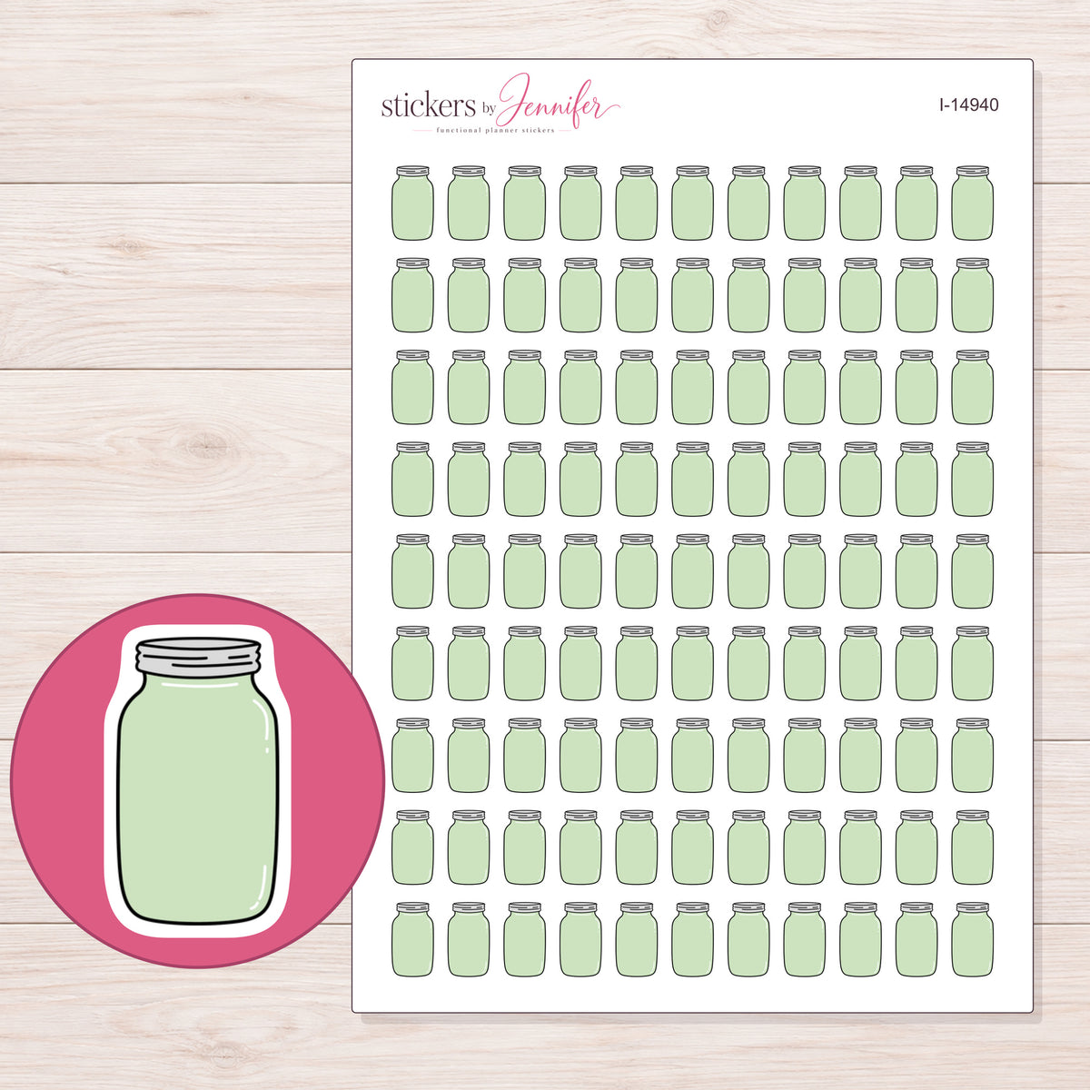 I-14940 planner sticker sheet with enlarged sticker detail
