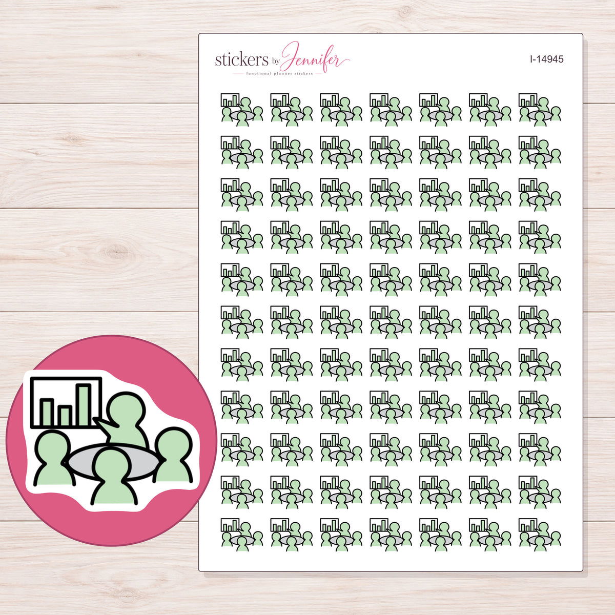 I-14945 planner sticker sheet with enlarged sticker detail