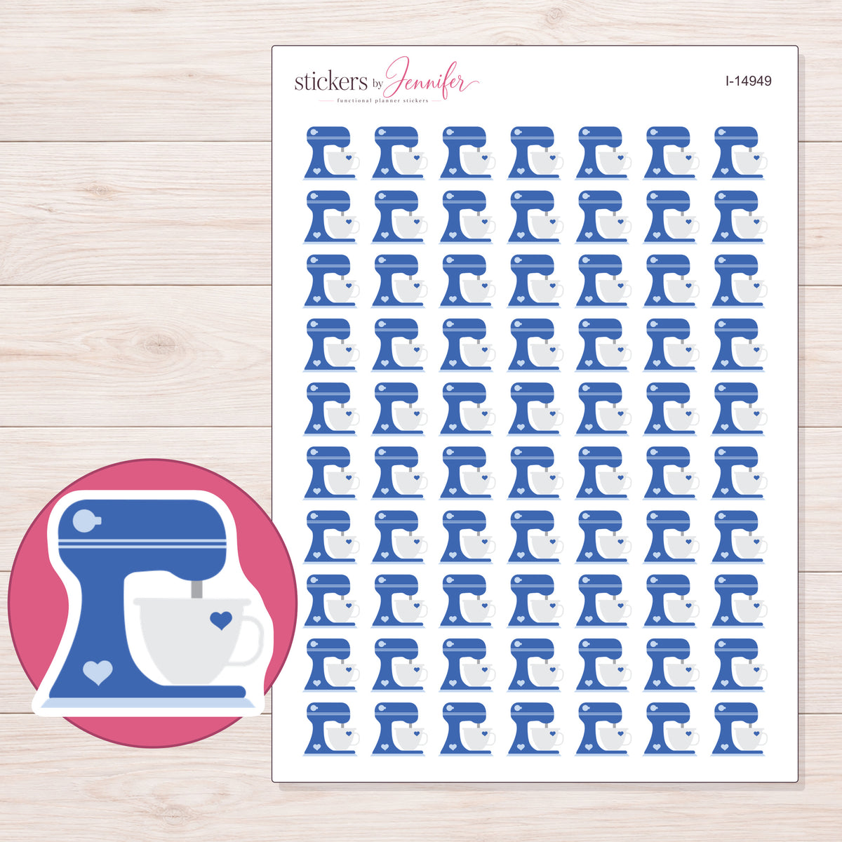 I-14949 planner sticker sheet with enlarged sticker detail