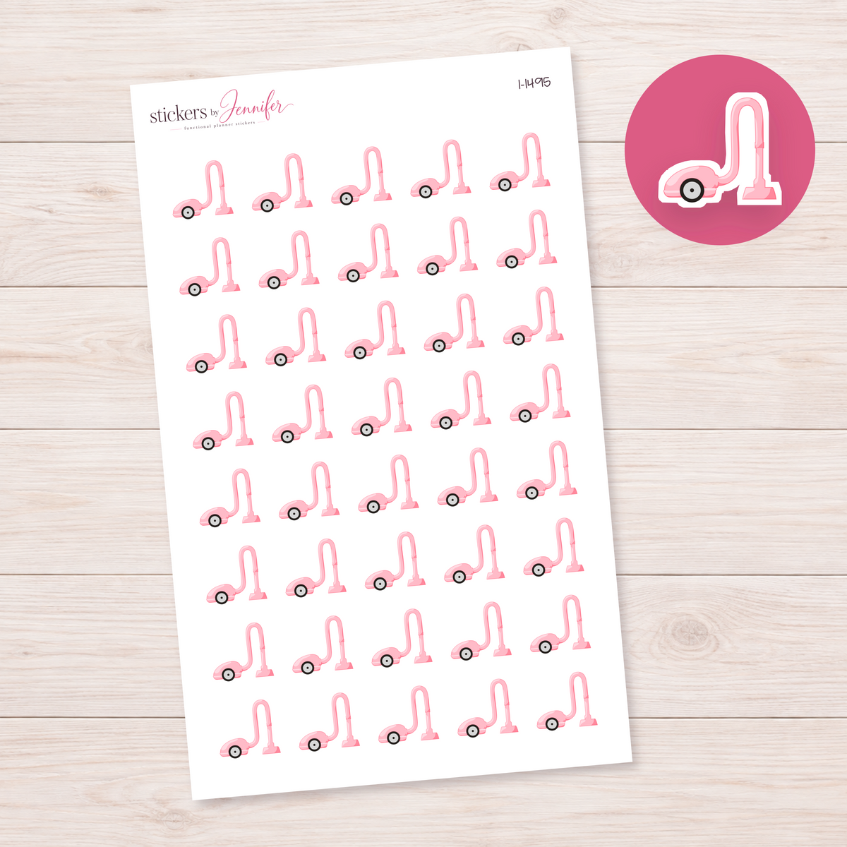 Pink Canister Vacuum Planner Stickers | I-1495