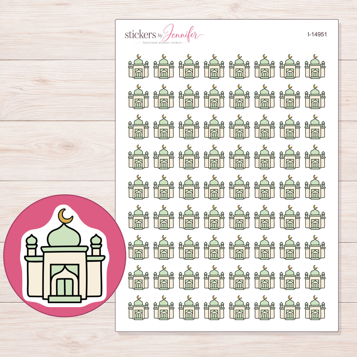 I-14951 planner sticker sheet with enlarged sticker detail