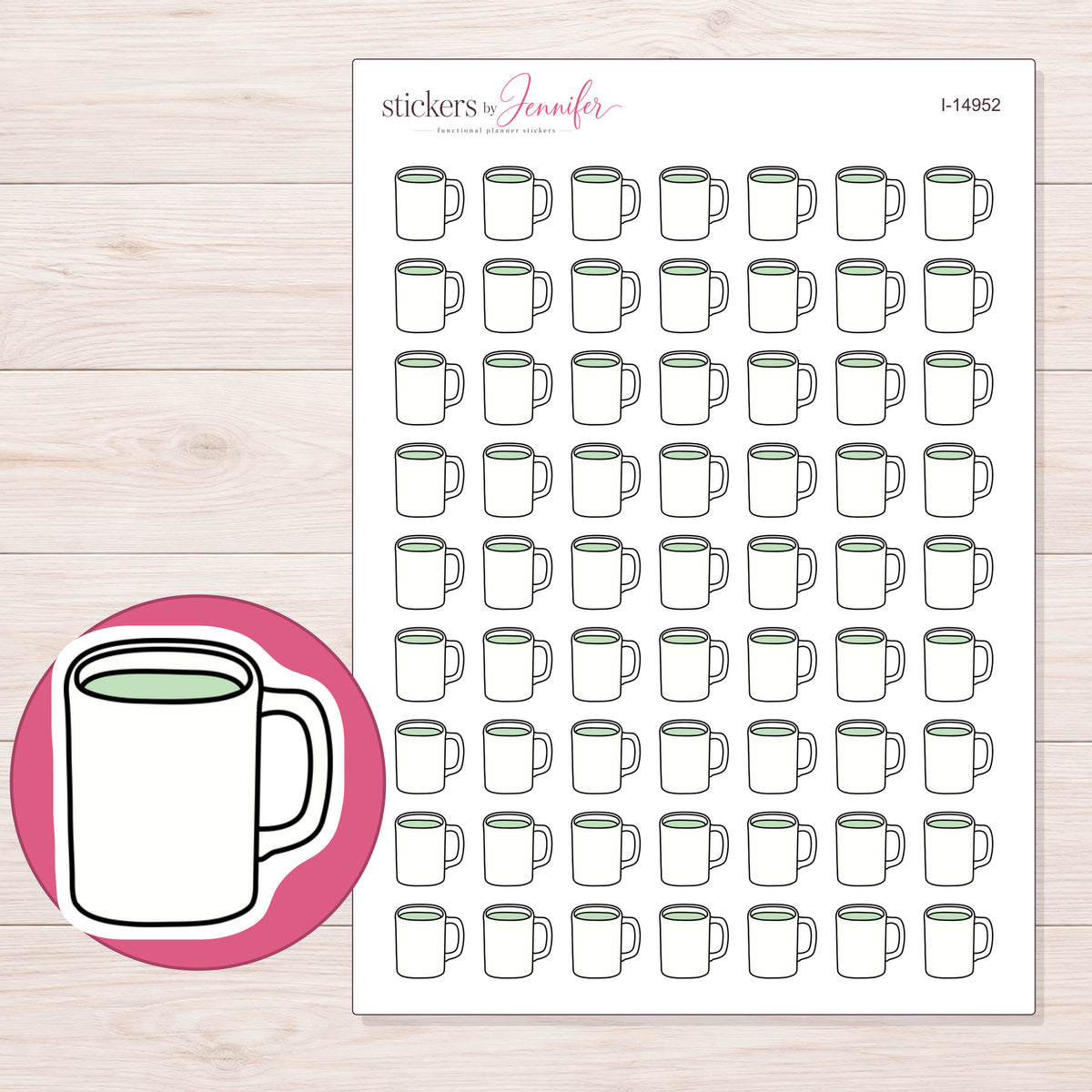 I-14952 planner sticker sheet with enlarged sticker detail