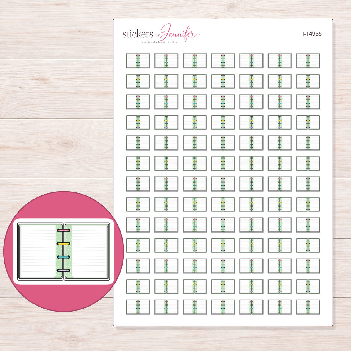 I-14955 planner sticker sheet with enlarged sticker detail