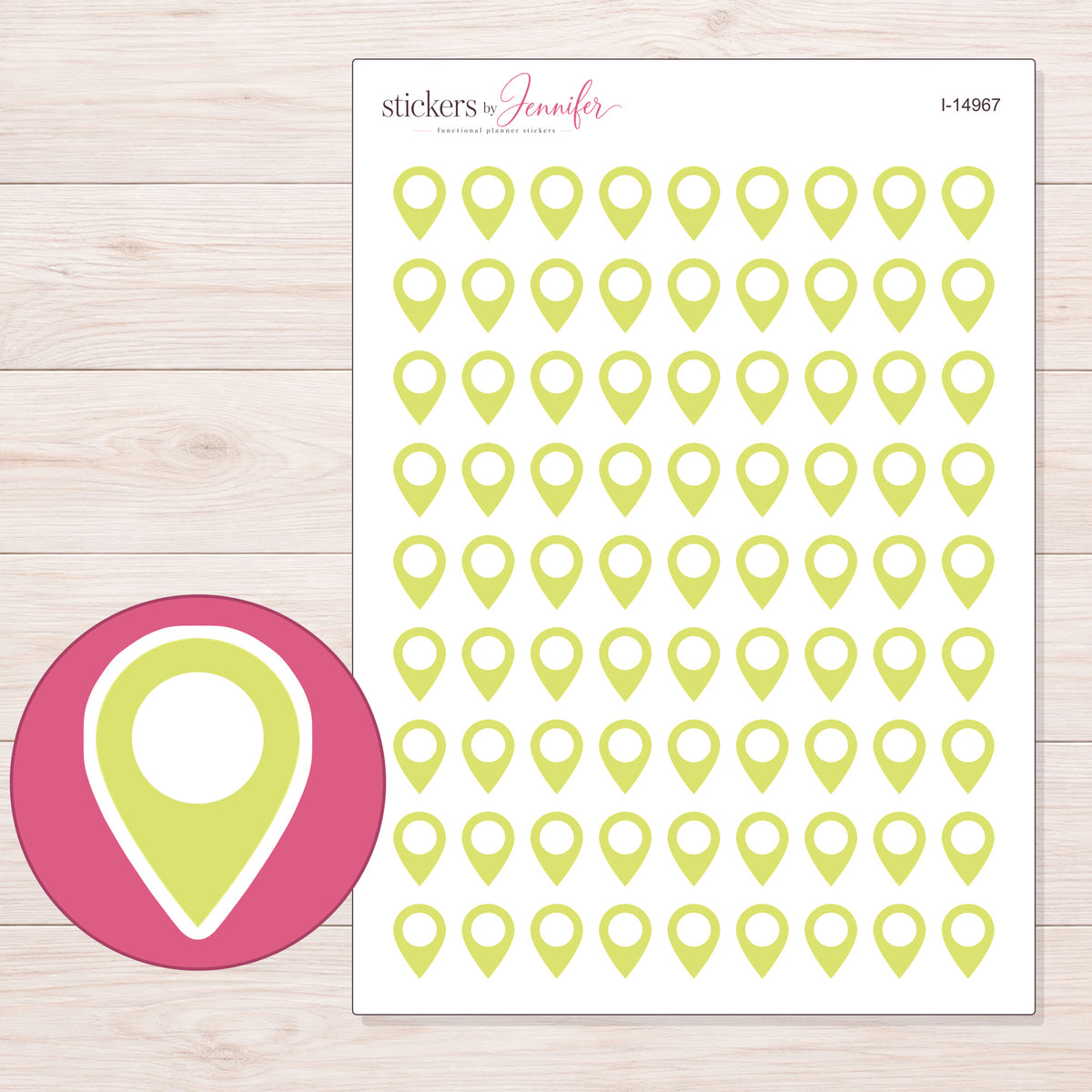 I-14967 planner sticker sheet with enlarged sticker detail