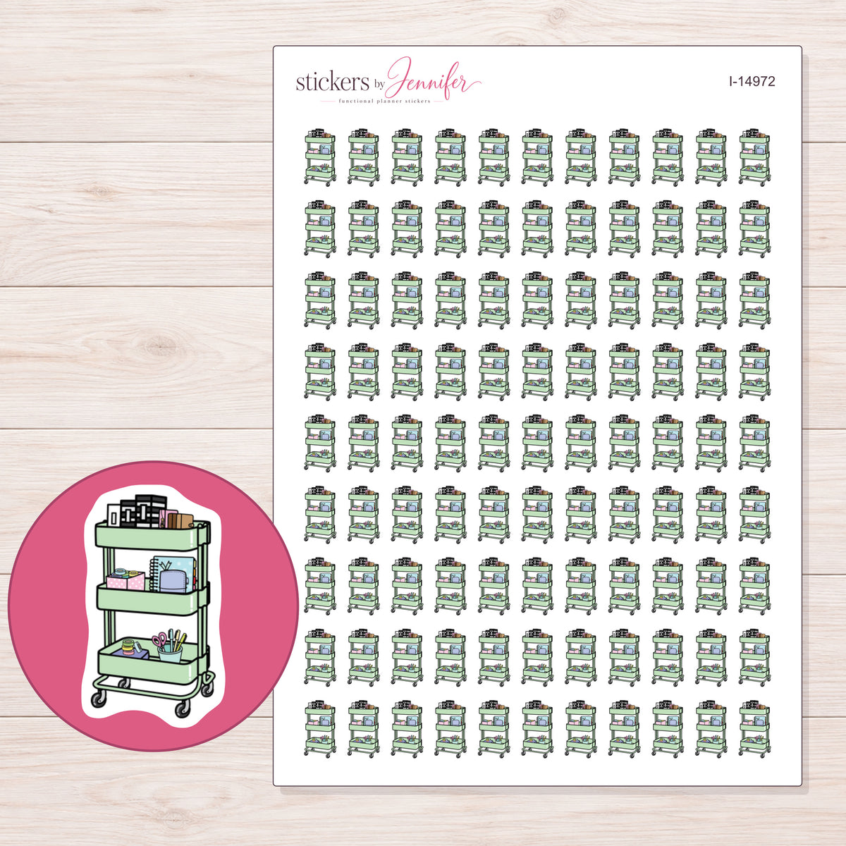 I-14972 planner sticker sheet with enlarged sticker detail