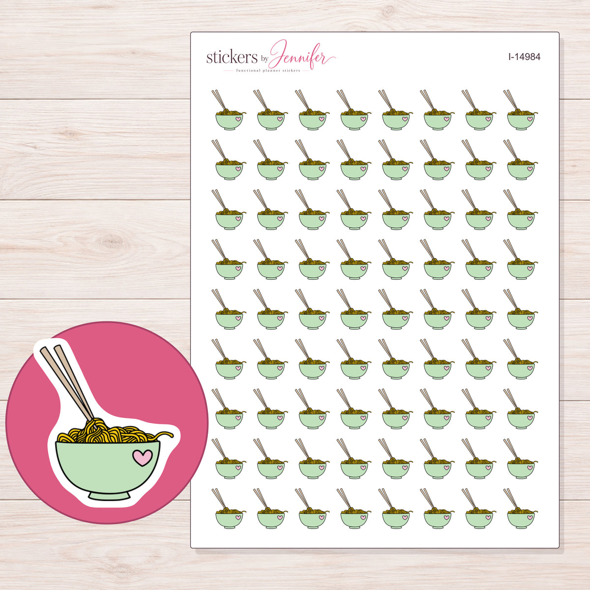 I-14984 planner sticker sheet with enlarged sticker detail