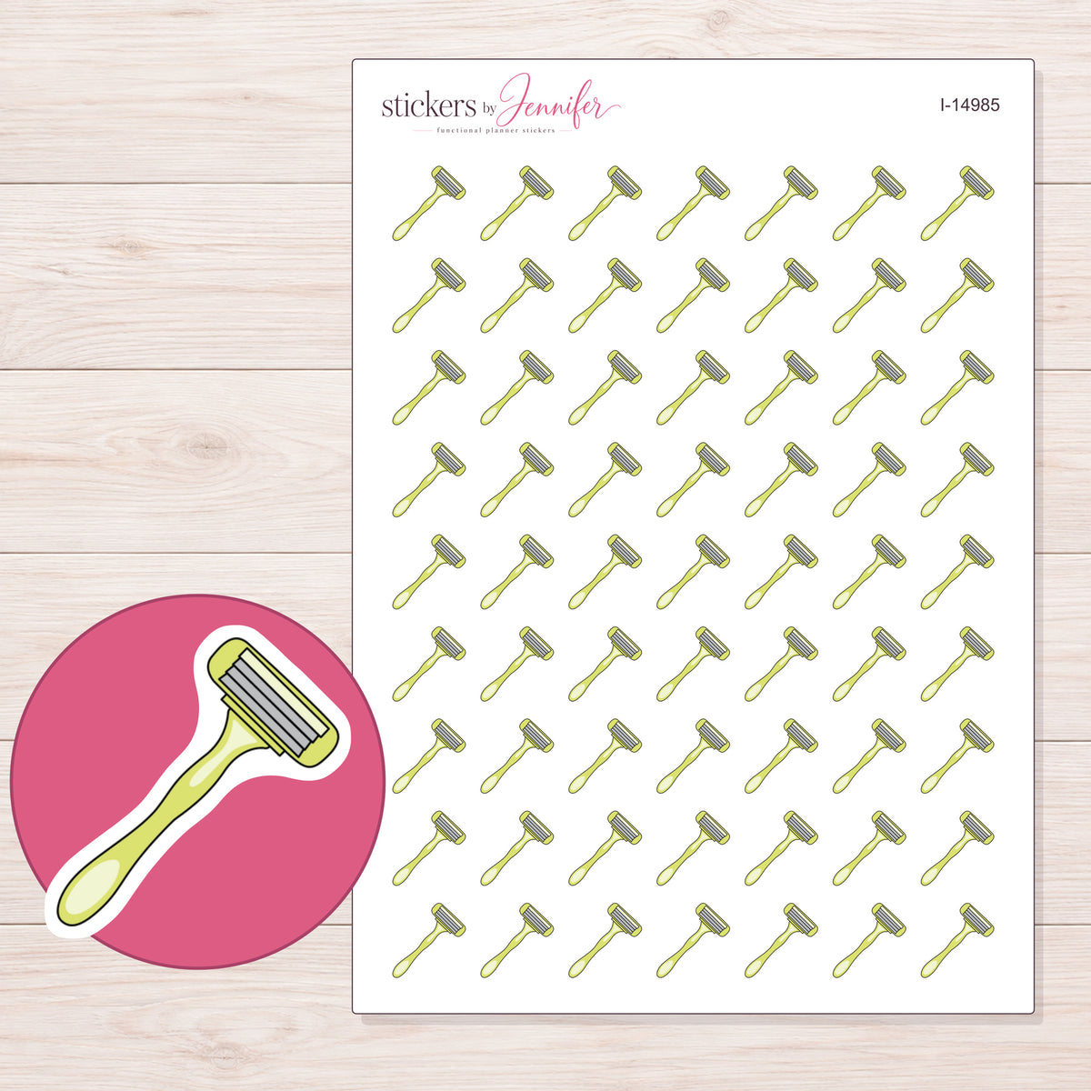 I-14985 planner sticker sheet with enlarged sticker detail