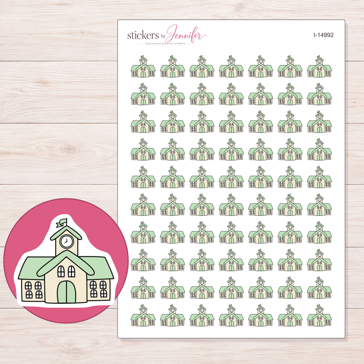 I-14992 planner sticker sheet with enlarged sticker detail