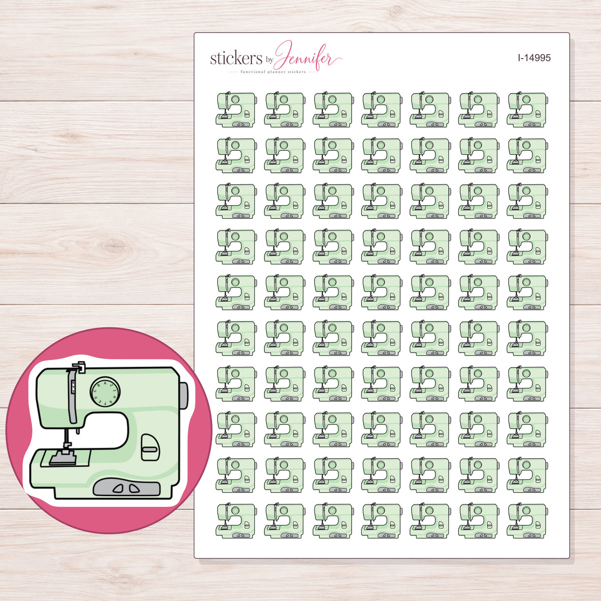 I-14995 planner sticker sheet with enlarged sticker detail