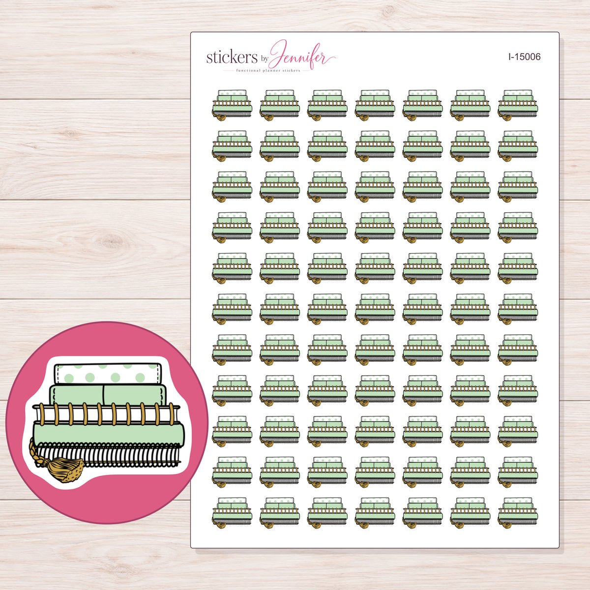 I-15006 planner sticker sheet with enlarged sticker detail
