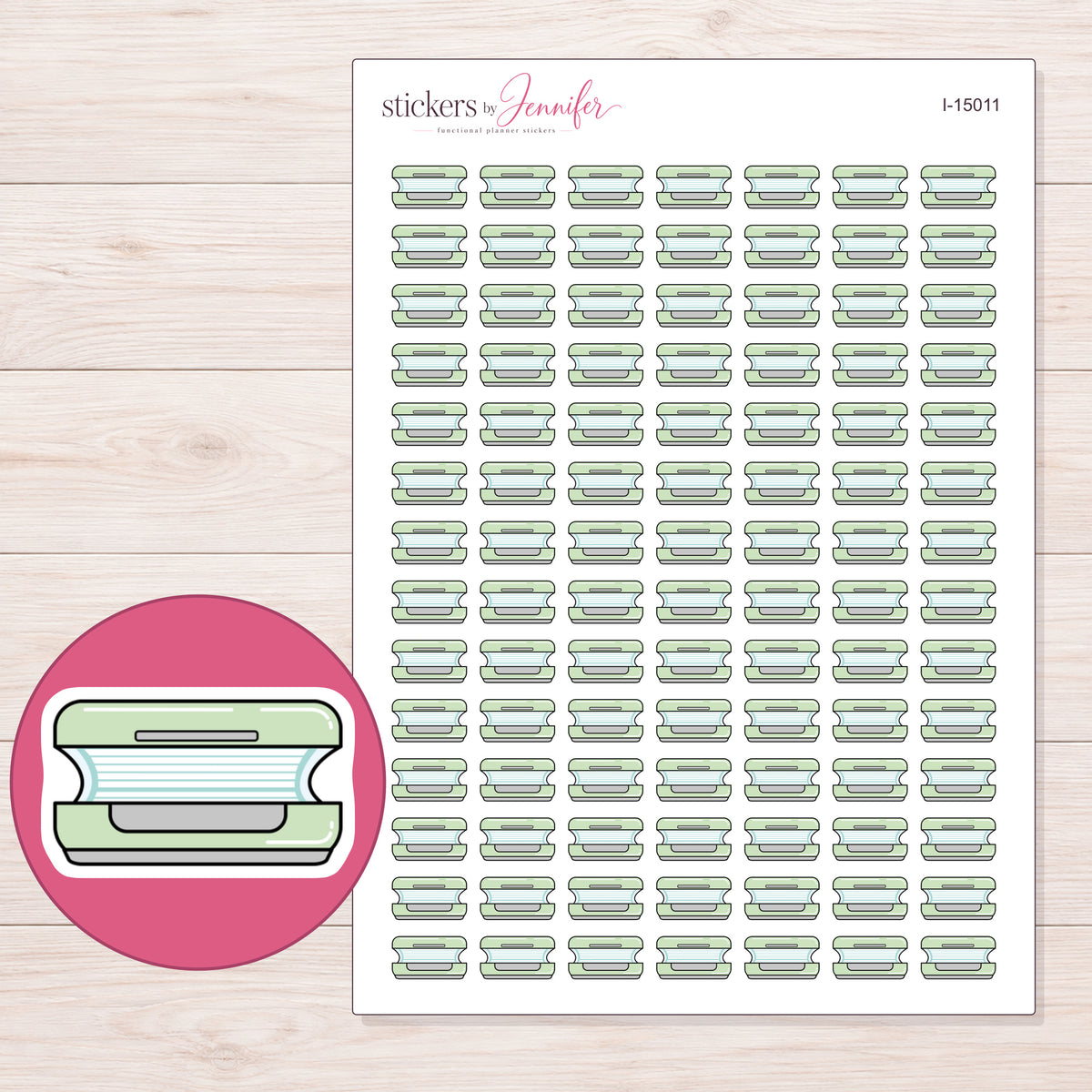 I-15011 planner sticker sheet with enlarged sticker detail