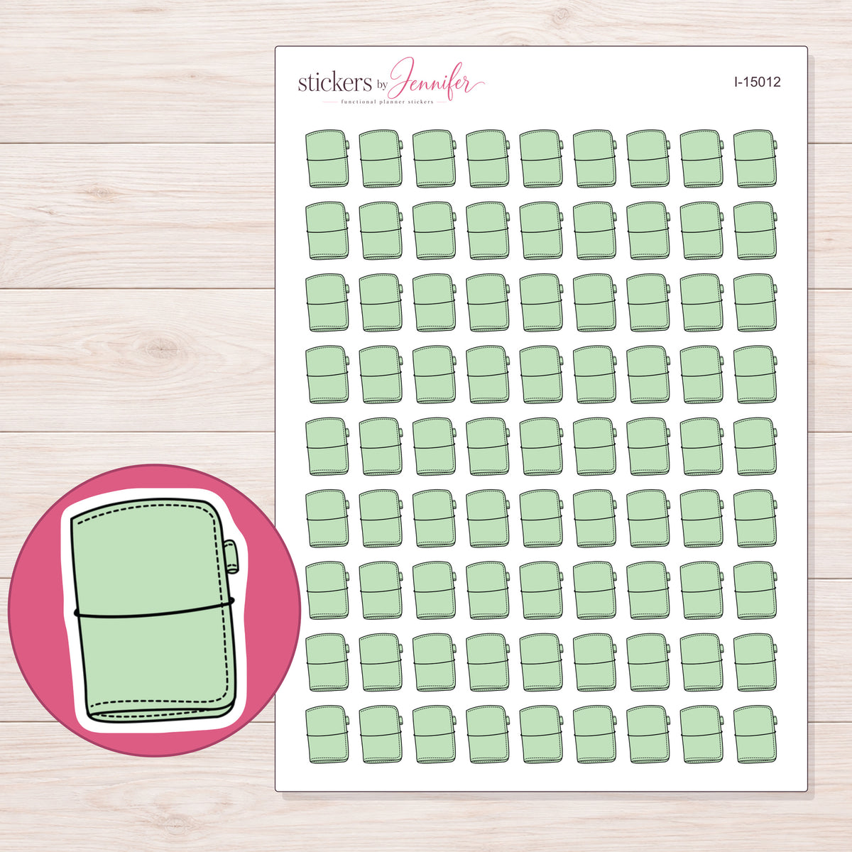 I-15012 planner sticker sheet with enlarged sticker detail