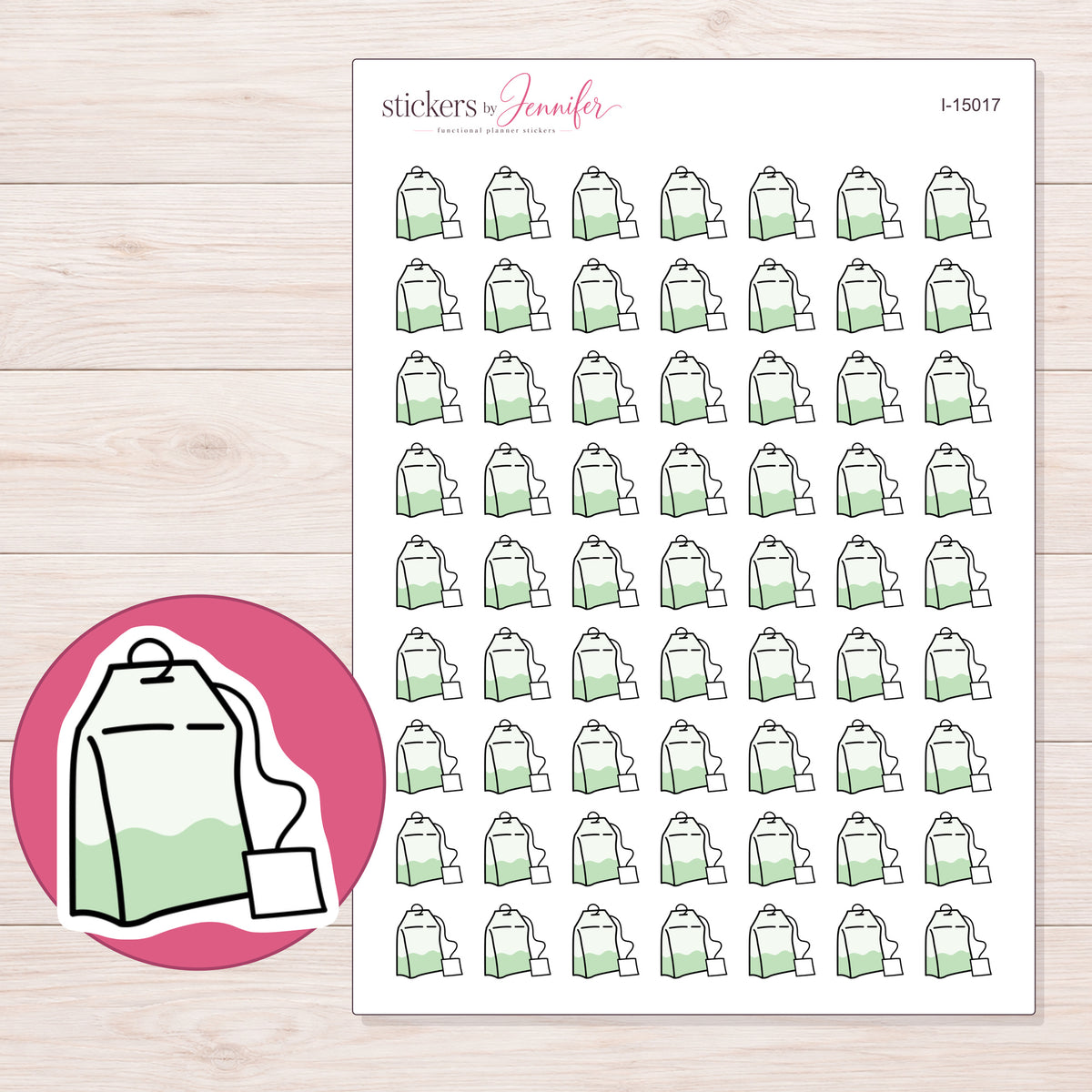 I-15017 planner sticker sheet with enlarged sticker detail