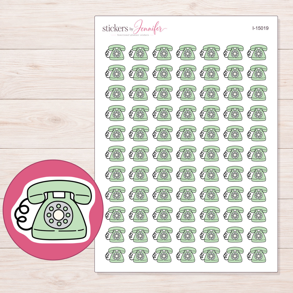 I-15019 planner sticker sheet with enlarged sticker detail