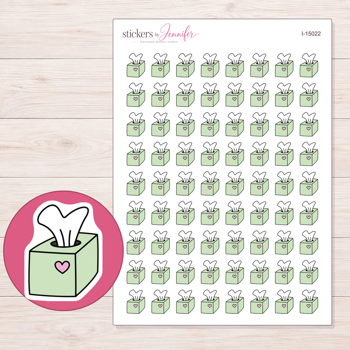 I-15022 planner sticker sheet with enlarged sticker detail