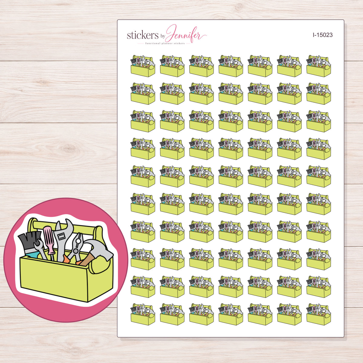 I-15023 planner sticker sheet with enlarged sticker detail