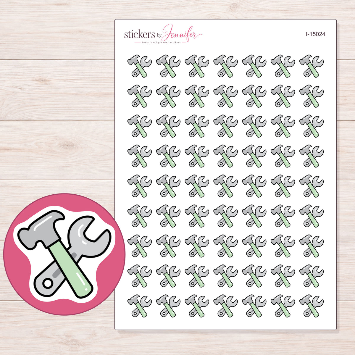 I-15024 planner sticker sheet with enlarged sticker detail