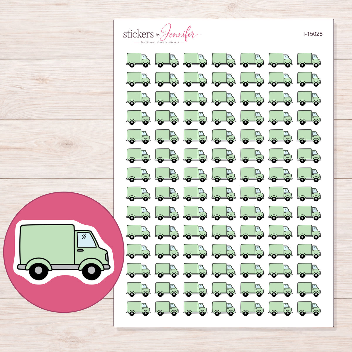I-15028 planner sticker sheet with enlarged sticker detail