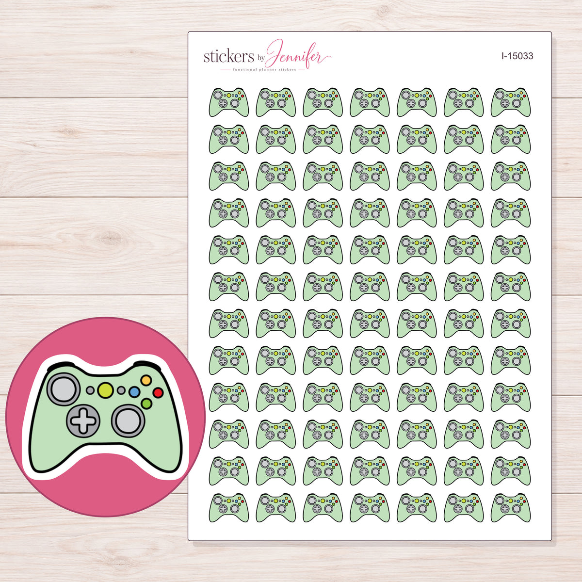 I-15033 planner sticker sheet with enlarged sticker detail