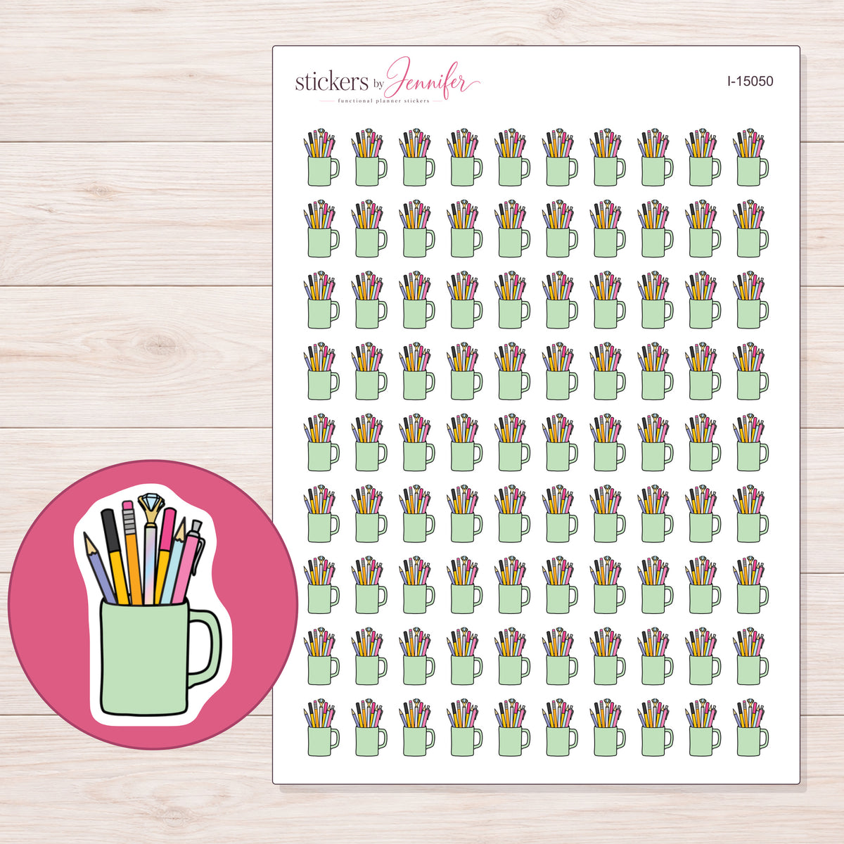 I-15050 planner sticker sheet with enlarged sticker detail