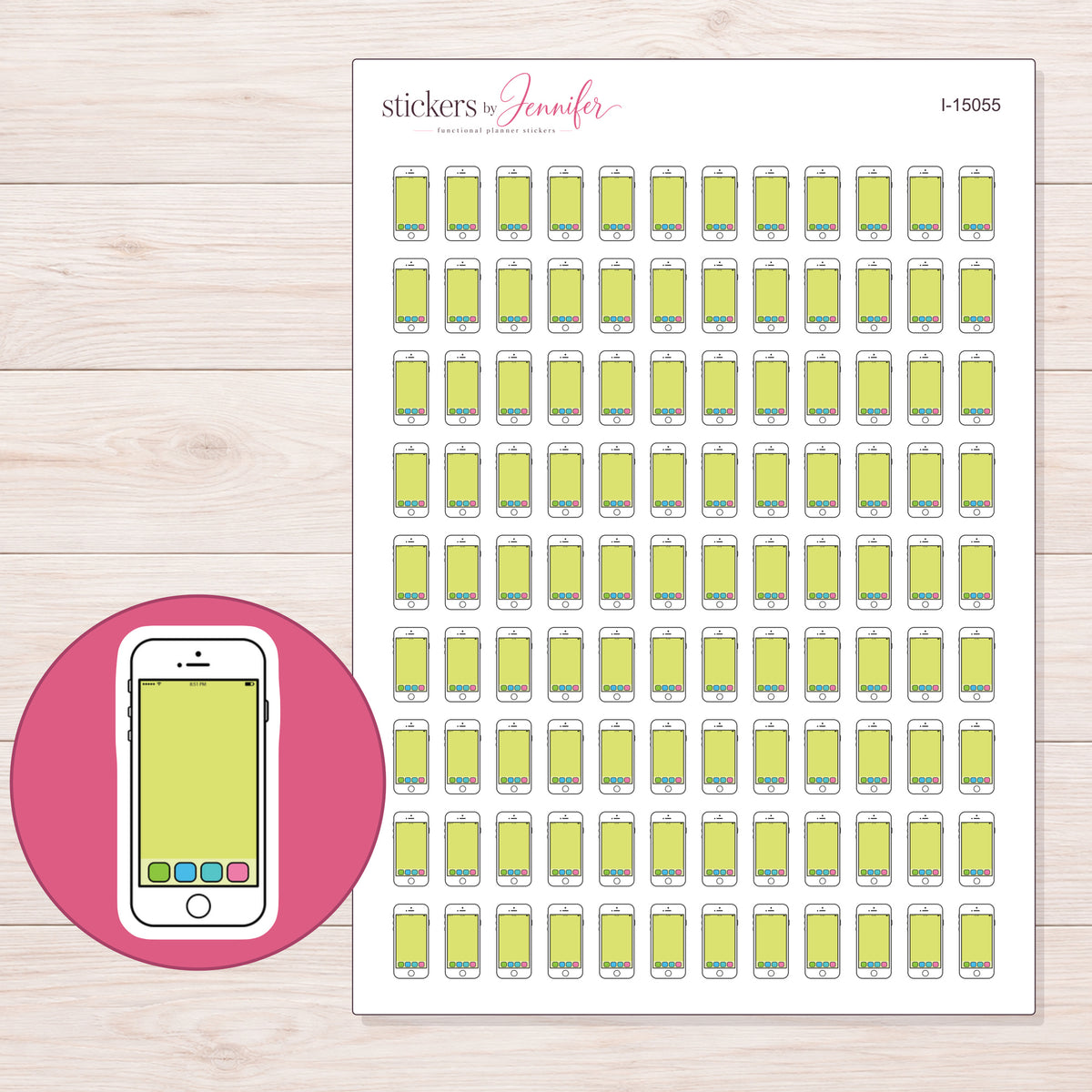 I-15055 planner sticker sheet with enlarged sticker detail