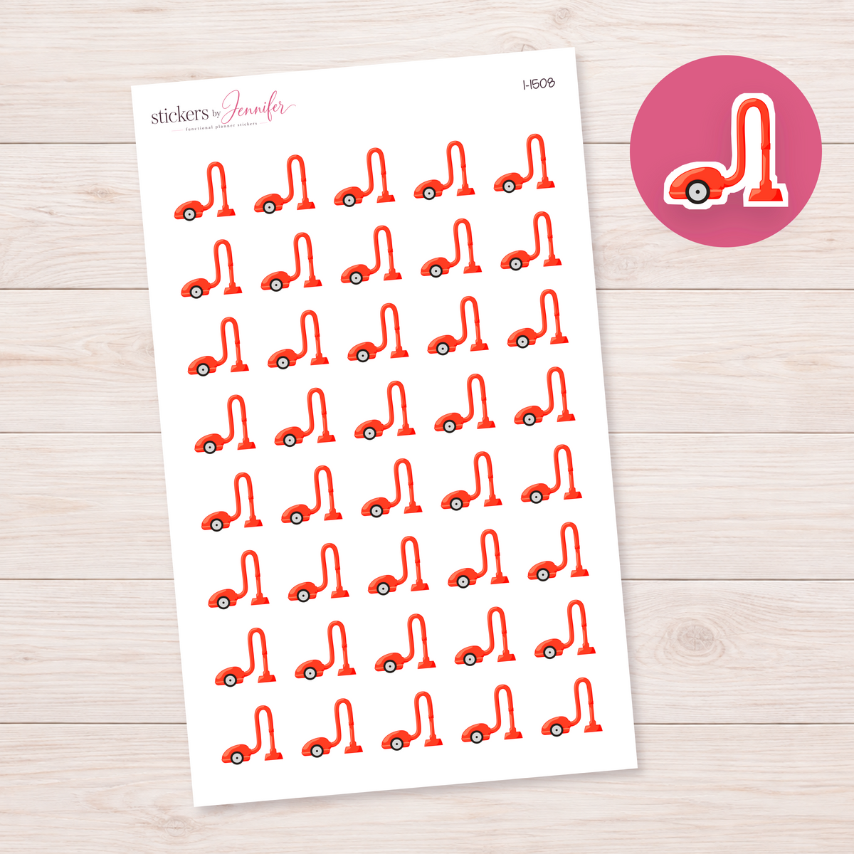 Red Orange Canister Vacuum Planner Stickers | I-1508