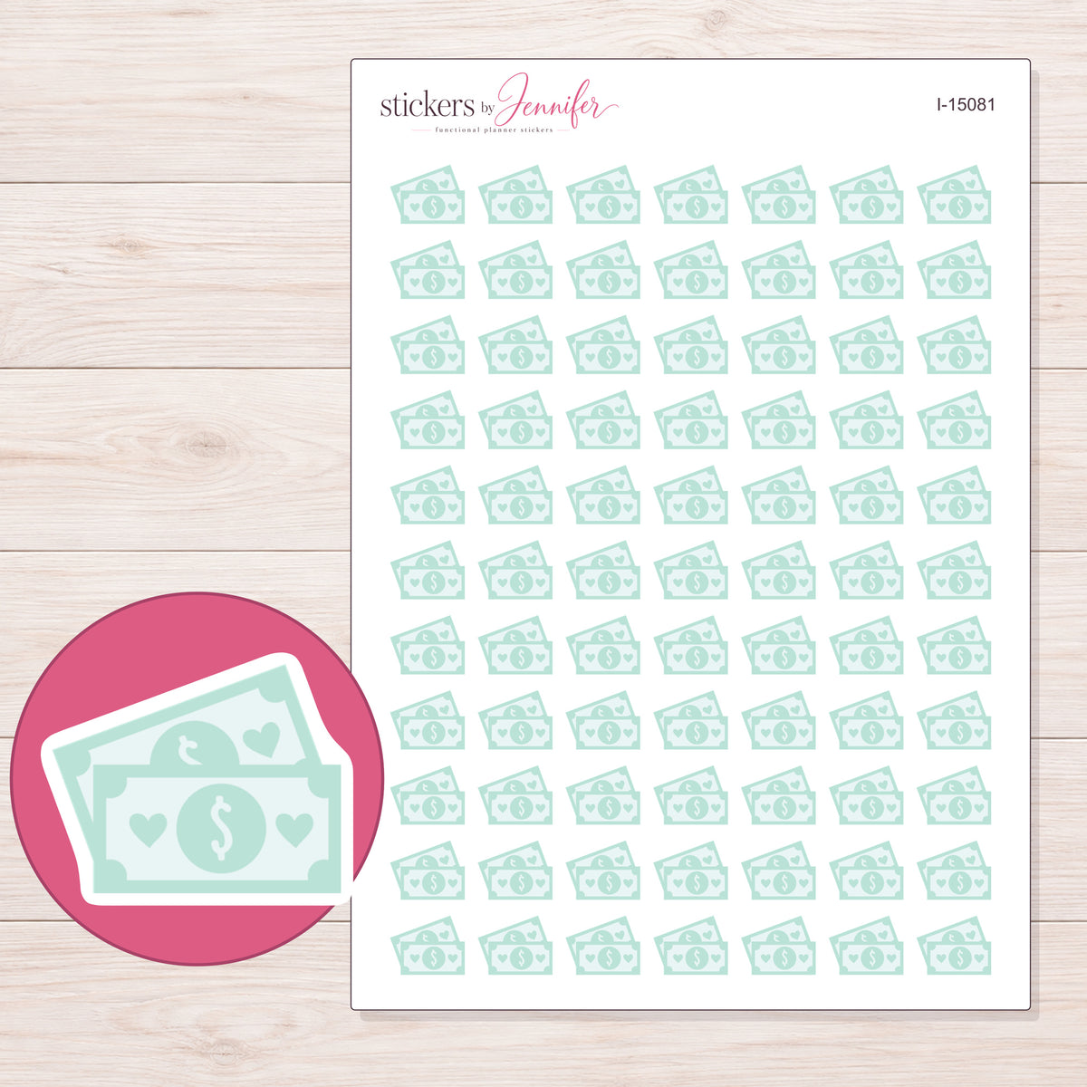 I-15081 planner sticker sheet with enlarged sticker detail