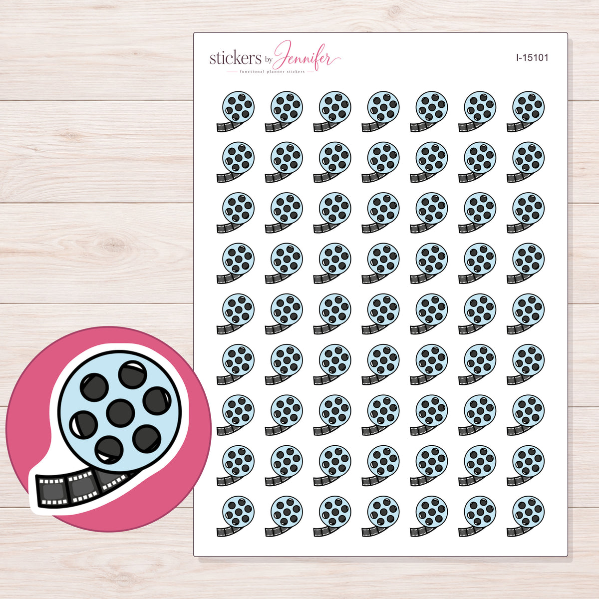 I-15101 planner sticker sheet with enlarged sticker detail