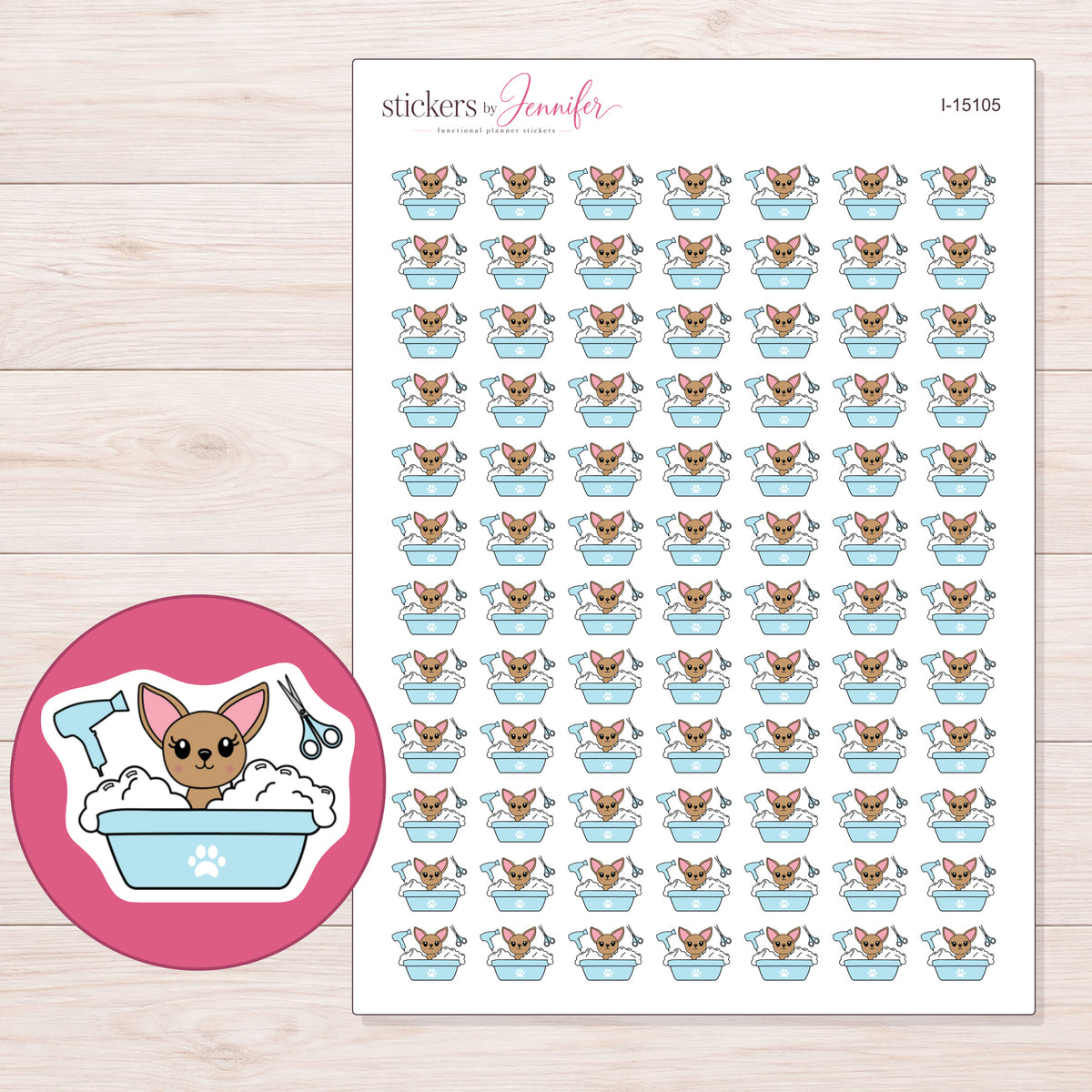 I-15105 planner sticker sheet with enlarged sticker detail