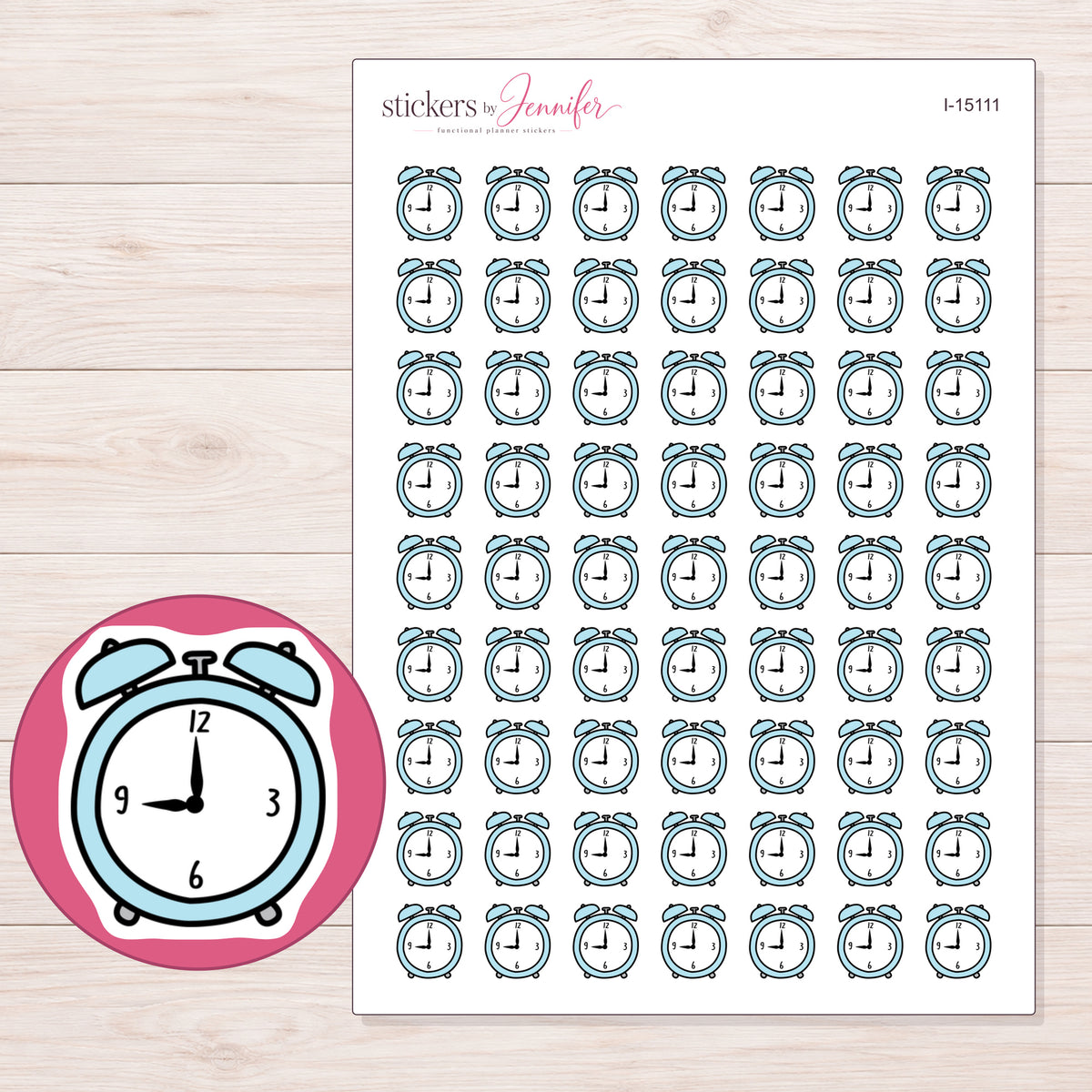 I-15111 planner sticker sheet with enlarged sticker detail