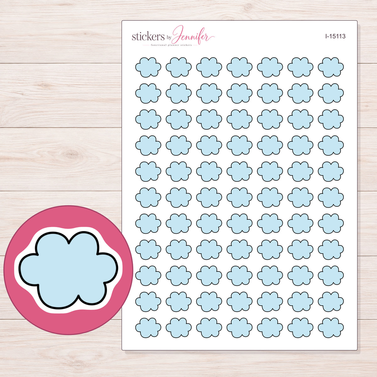 I-15113 planner sticker sheet with enlarged sticker detail