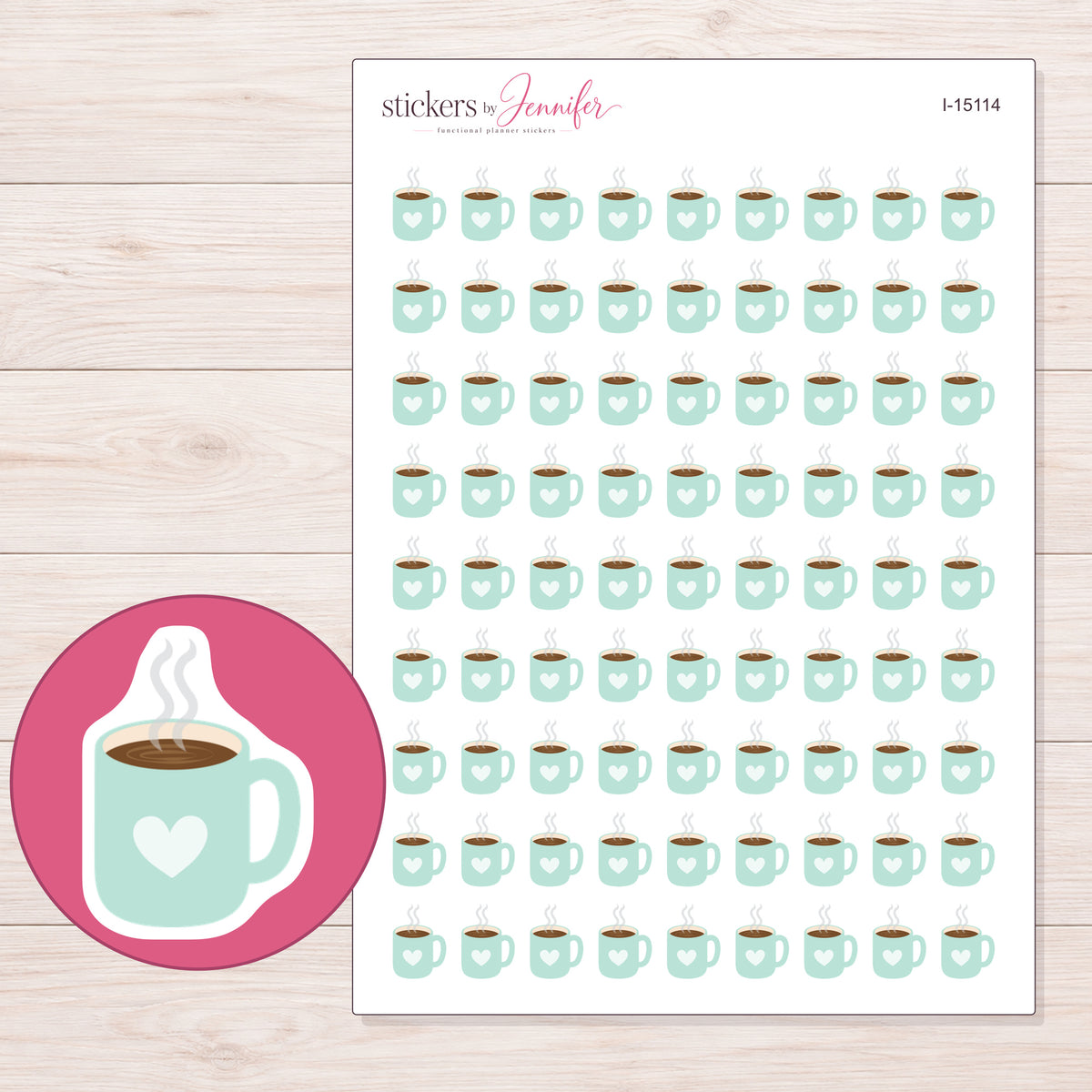 I-15114 planner sticker sheet with enlarged sticker detail