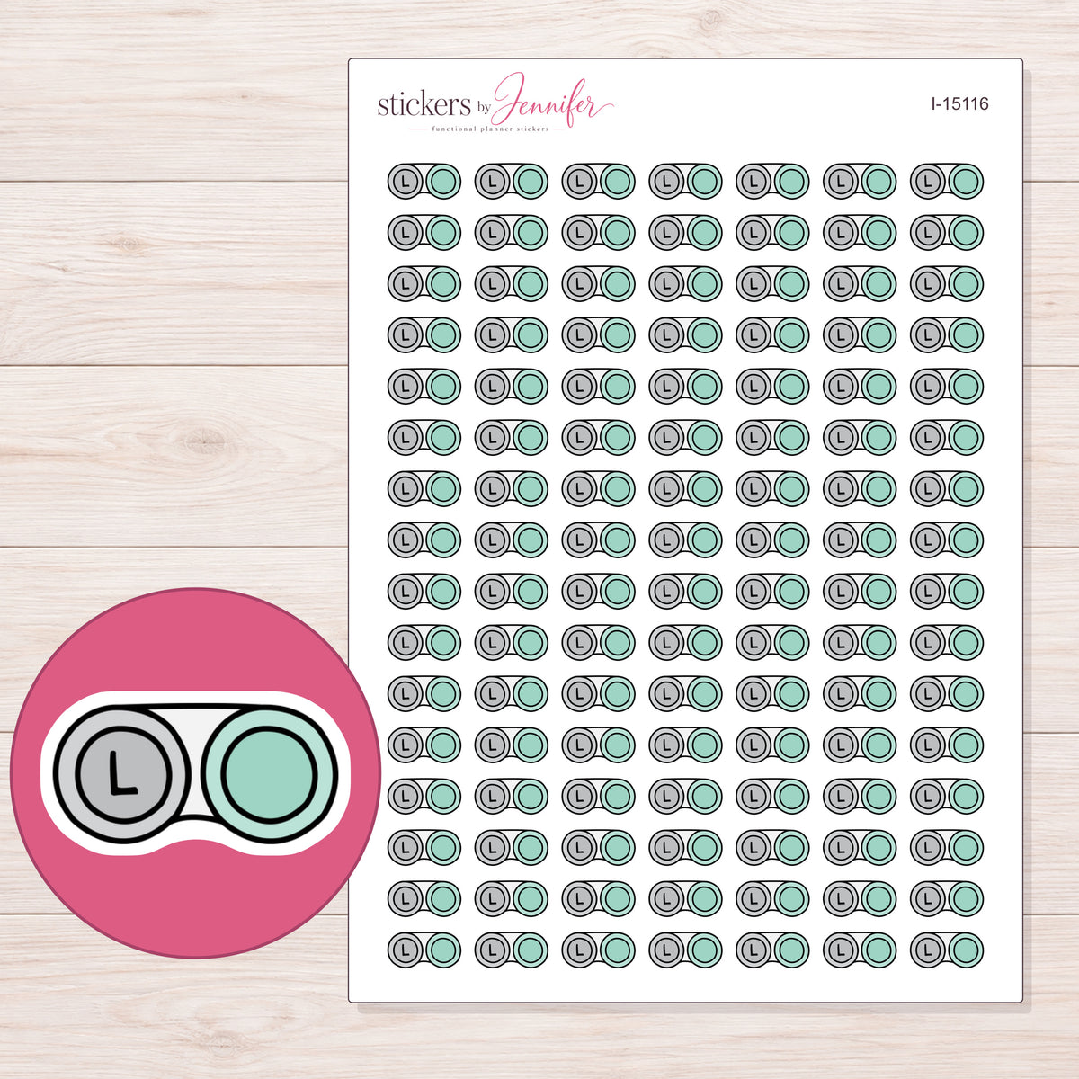 I-15116 planner sticker sheet with enlarged sticker detail