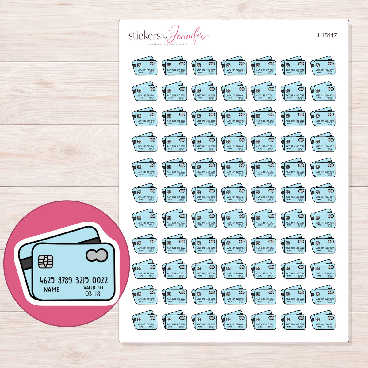 I-15117 planner sticker sheet with enlarged sticker detail