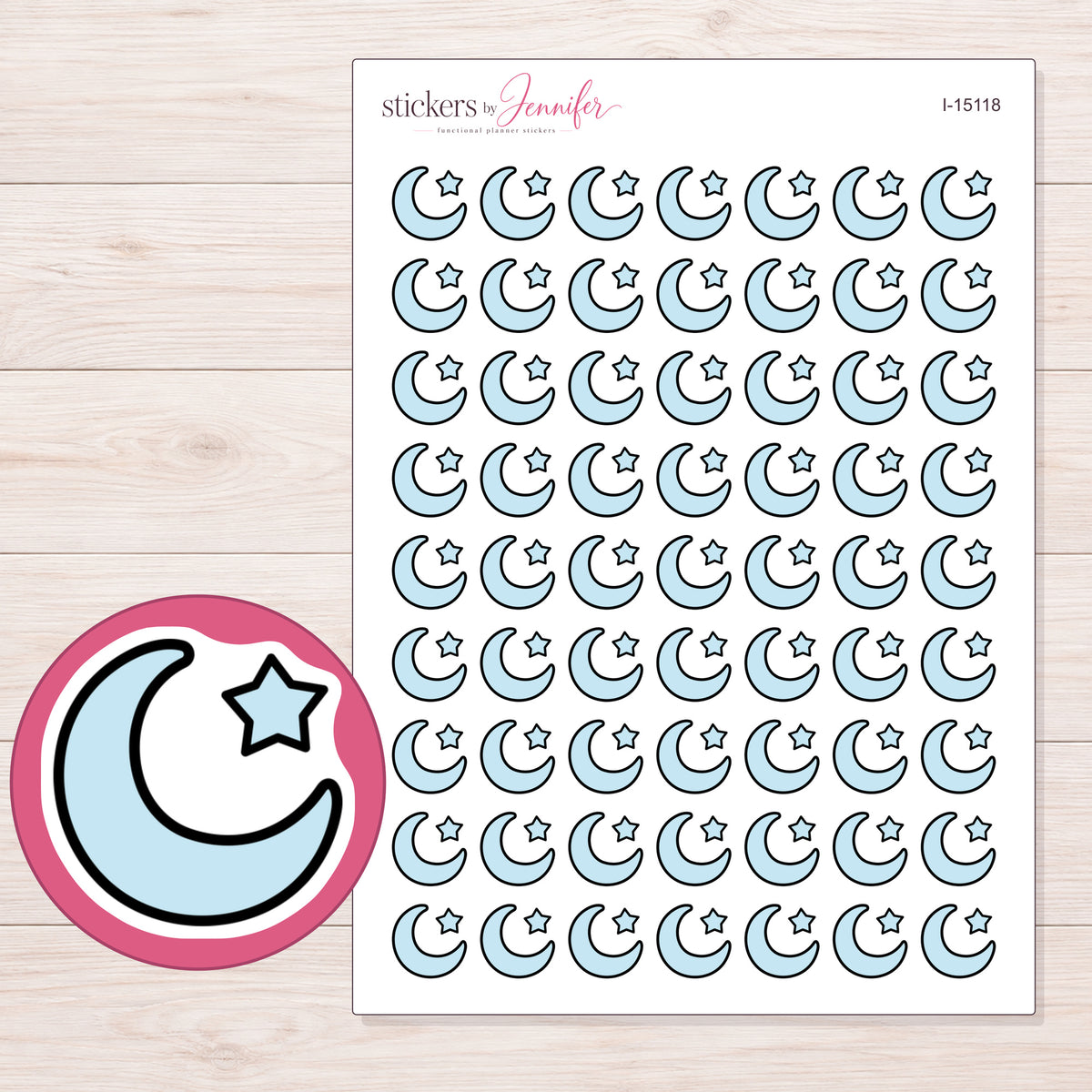 I-15118 planner sticker sheet with enlarged sticker detail