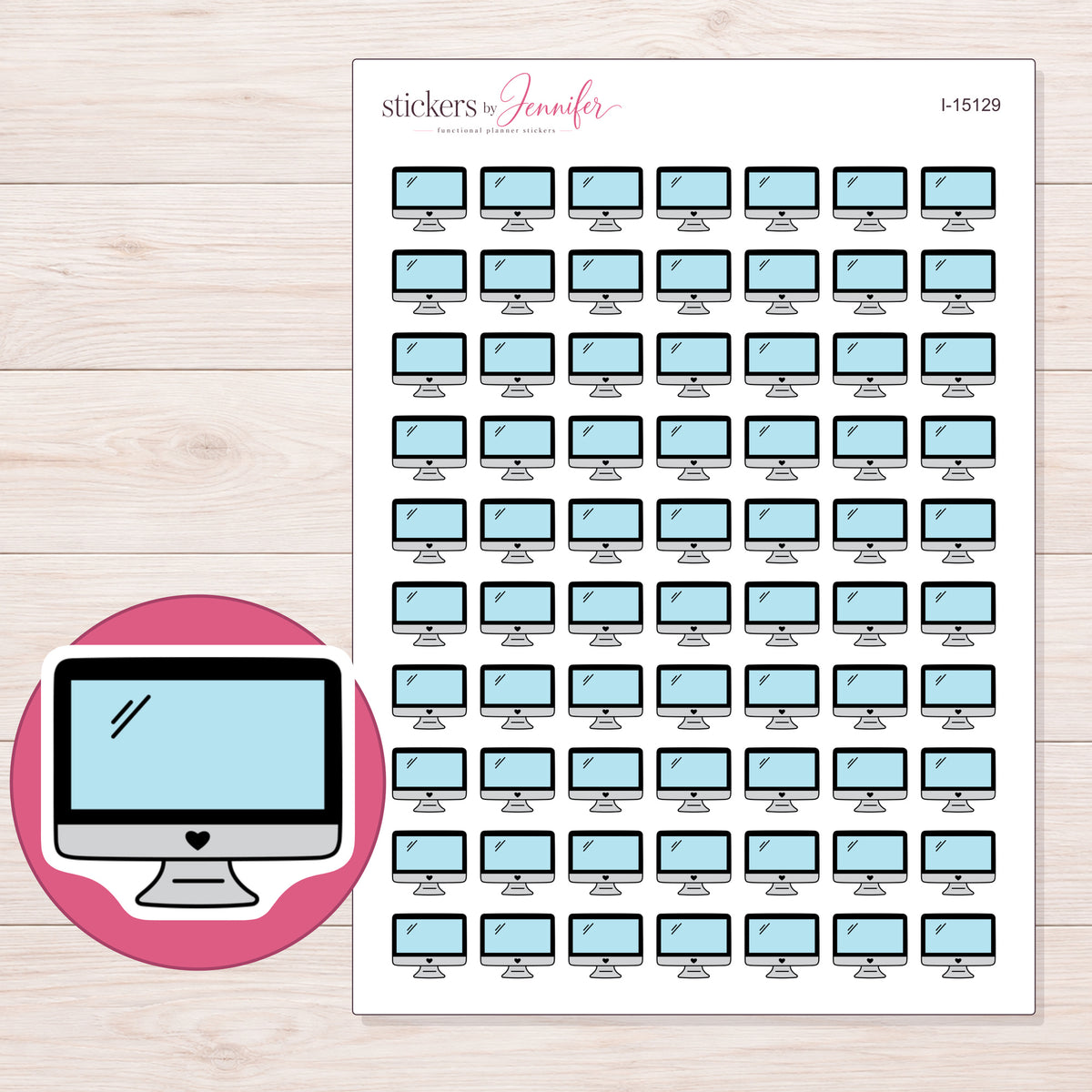 I-15129 planner sticker sheet with enlarged sticker detail
