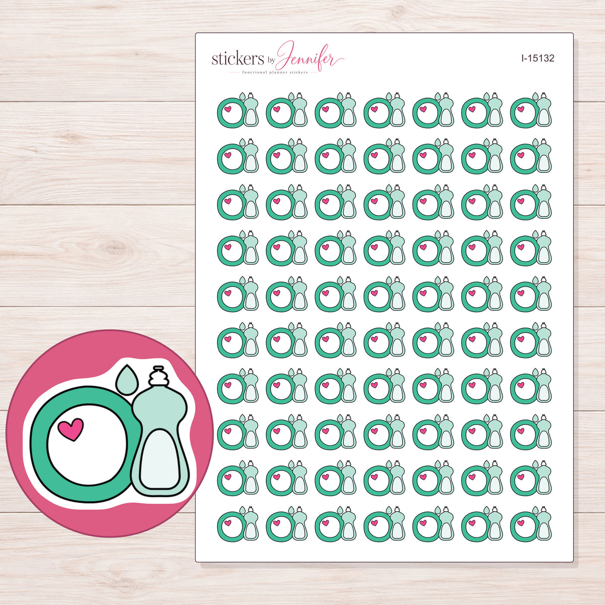 I-15132 planner sticker sheet with enlarged sticker detail