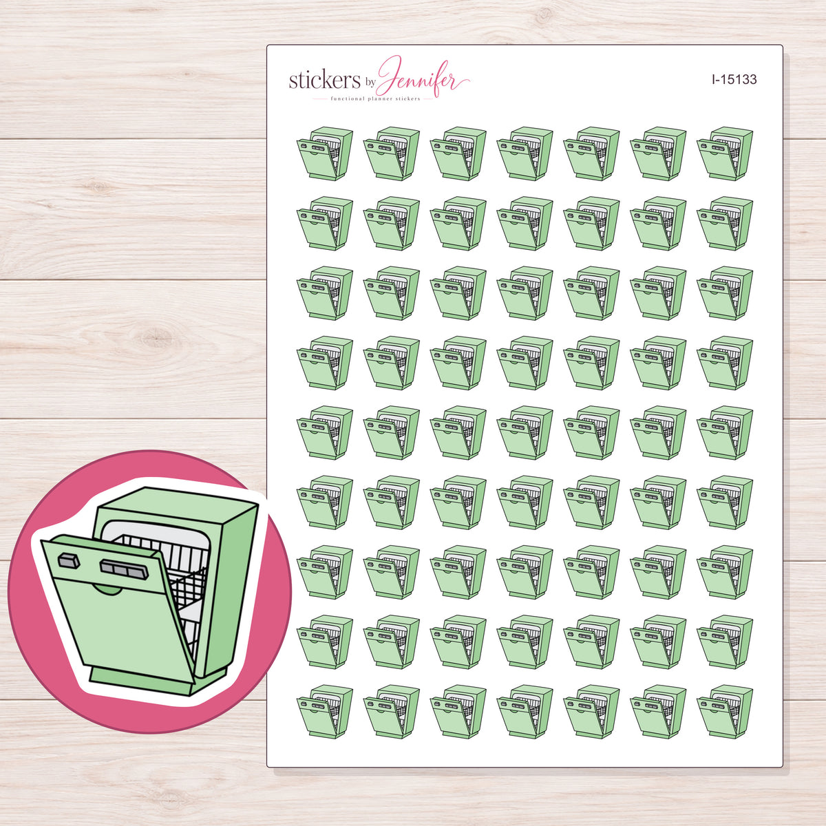 I-15133 planner sticker sheet with enlarged sticker detail